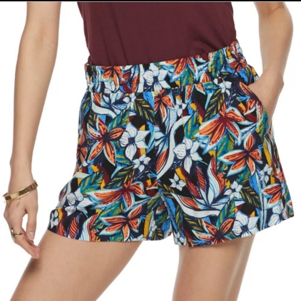 Apt.9 Tropical Floral Shorts Short Mid Rise Straight Through Hip & Thigh